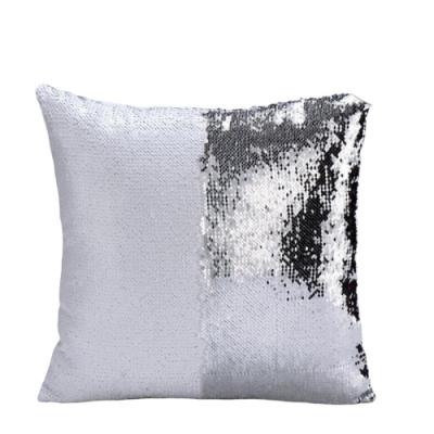 China Magic Embroidered Pillow Case Two Colors Sequin Cover Colors Change Pillow Cushion White And Silver for sale