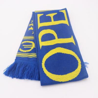 China Long Custom Design Double Layers Football Fan Silk Knit Scarf for sale