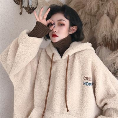 China Both fake QUICK DRY hoodies fall/letter lamb plush coat trend loose cashmere embroidered jacket winter 2022 new fleece padded jacket for sale