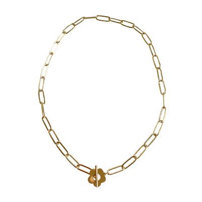 China 2021 Hiphop New Arrival MIA Flower Necklace Hollow Gold Plated Clavicle Chain Hip Hop Chain for sale