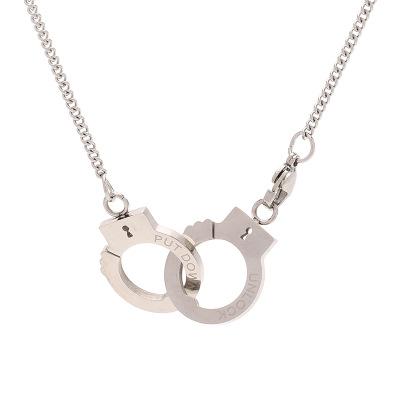 China Harajuku MIA 2021 New Harajuku Style Couple Handcuffs Necklace CIA Stainless Steel Men And Women Titanium Steel Pendant for sale