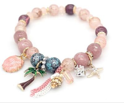 China Boho Romantic Natural Stone Beads Charm Bracelets and Bangles with Beach Sealife Style Pendant for Women for sale