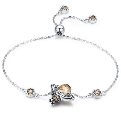 China MIA 925 Sterling Silver Queen Honey Bee Romantic Sale Oxidized Pendant Bracelet for sale