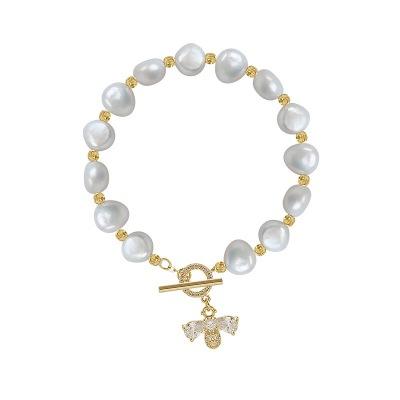 China MIA 2021 fashion factory top direct sale romantic pearl bee baroque freshwater pearl bracelet for sale