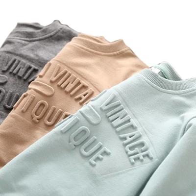 China Custom Anti-wrinkle OEM high quality casual unisex clothing plus size cotton fabric letter printing 3d embossed effect Hoodies for sale