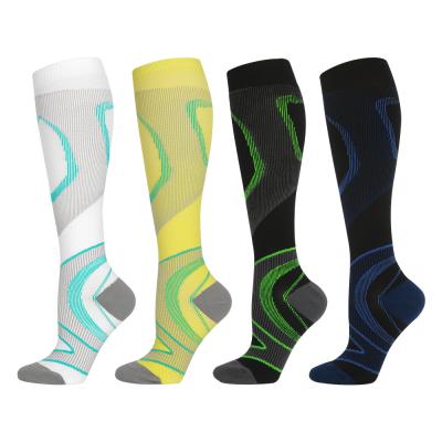 China 20-30 mmHg Sport Knee High Compression Breathable Custom Running Cycling Socks for sale