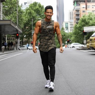 China Custom Logo Sleeveless Shirt Running Muscle Vedo Fitness Tank Top Camouflage Bodybuilding Workout Vest Mens Breathable Tank Tops for sale