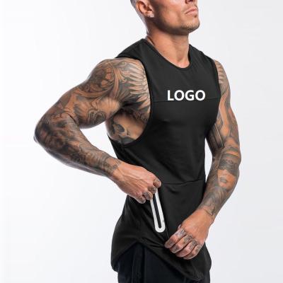 China Latest OEM Breathable Custom Logo Polyester Singlet Training Running Fitness Wear Men Beach Top GYM Vest With Zipper Pocket for sale