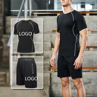 China Vedo Breathable Compression Set Dropshipping Logo Quick Dry Men Custom Training Fitness Shorts Sleeve Shirt Pants Set Sport Suits 2 Pcs for sale