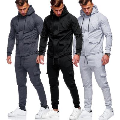 China Wholesale Breathable Sweatshirt Hoodies Jogging Two Piece Set 2 Piece Gym Sports Suit Men Sweat Suits for sale