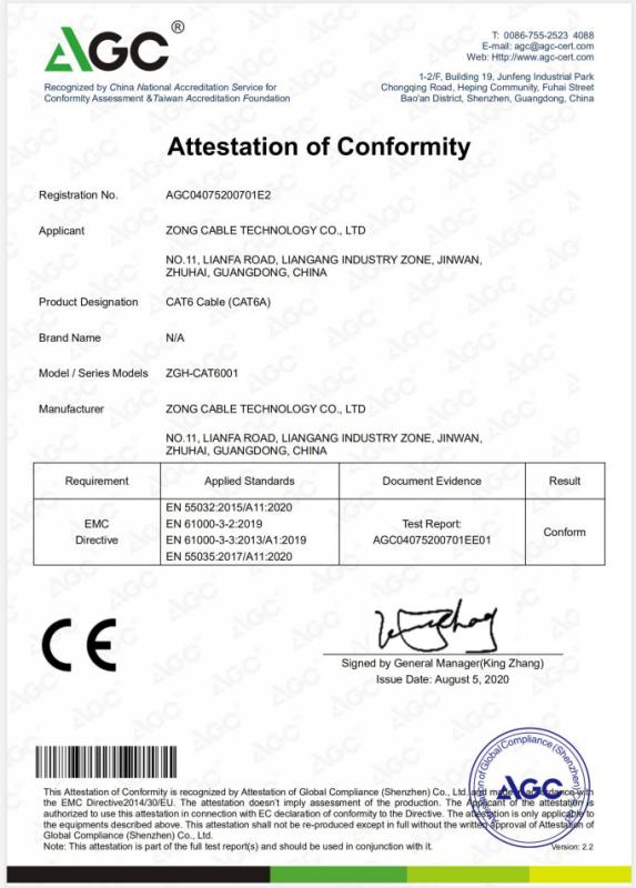 CE - Zong Cable Technology Co., Ltd.