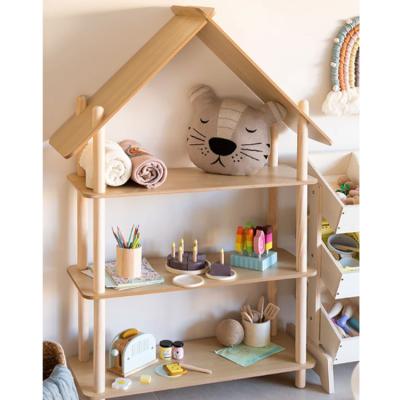 China Nordic Wooden Storage Baby Shelves Kids Nursery Room Furniture Shelf Bookcase Toys Organizer Shelf for sale