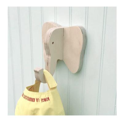 China Nordic cute animal wooden elephant storage hook child room indoor decoration mounted coat bag hooks for sale