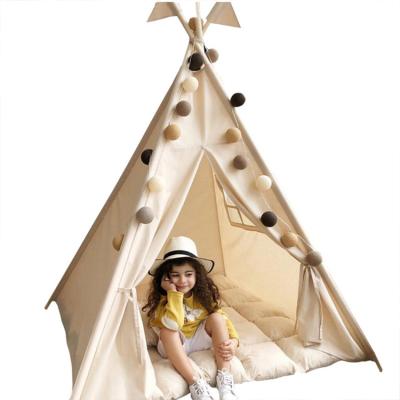 China Toy Indoor Outdoor Wood Frame Kids Baby Cotton Canvas Play Toy Teepee Tent For Sale for sale