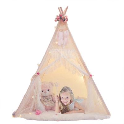 China Soft Toy Indoor Outdoor Wooden Canvas Kids Pile Up Cheap Game Camping Tents Indian Teepee Tent for sale