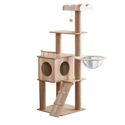 China OEM Multifunctional Cat Toy Cat Climbing Frame Wooden Catch Leaping Tower Cat Climbing Tree for sale