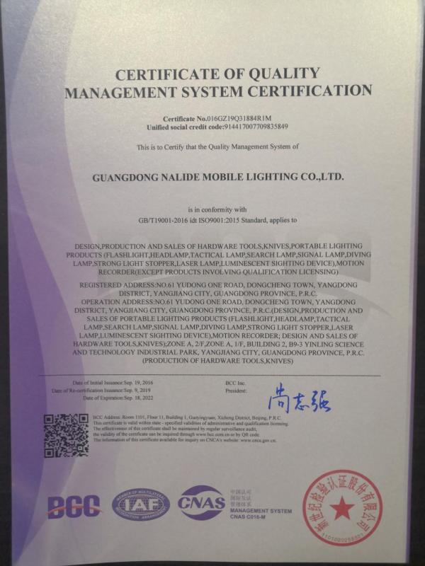 ISO9001 - Nextorch Industries Co., Ltd.