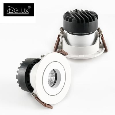 China DGLUX 10w Angle Anti-Glare Cheap Housing Aluminum Body/Adjustable Spring Clip Aluminum COB Recessed Mounted Led Downlight for sale