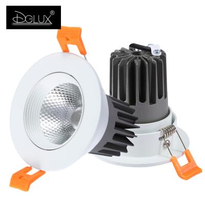 China Factory price DGLUX high anti-glare/diecast aluminum round aluminum cob 5w white 9w 15w 25w 35w led spotlight for sale