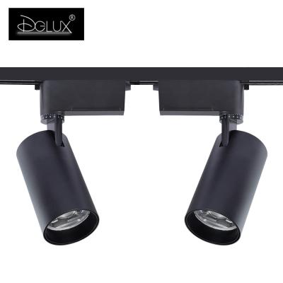 China Aluminum Body/DGLUX/Good Heat Dissipation Simple Design Hotel Mall COB 10w 20w 30w 40w Anti-glare Adjustable Spot Led Track Lamp for sale