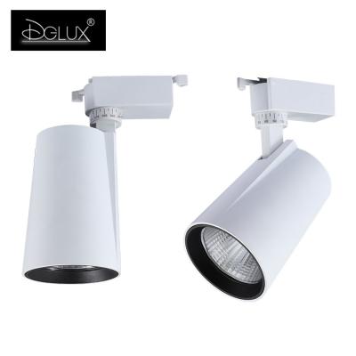 China Hot Selling Aluminum Body/White Aluminum COB Anti-Glare/Good 18w 27w 36w Heat Dissipation Mall Store Adjustable Angle DGLUX Led Track Lamp for sale