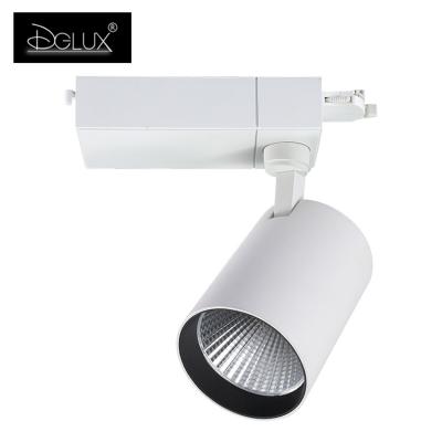 China Aluminum body/DGLUX/Good heat dissipation anti-glare high quality adjustable angle COB 20w 30w 40w aluminum ceiling led track lamp for sale