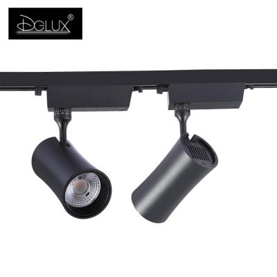 China DGLUX Aluminum Body Anti Glare Round Aluminum Black COB Restaurant Lighting 15w 25w 35w Led Track Light for sale