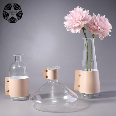 China Modern Diamond Star transparent glass vase home table decoration luxury style light glass for sale