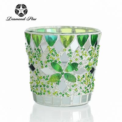 China Weddings Diamond Star Home Decor Design Mosaic Light Luxury Decorative Glass Candle For Wedding for sale