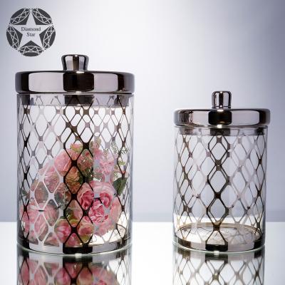 China Stocked Diamond Star Unique Decorative matte nude Multipurpose Antique Design Glass Candy Jar with Lids 500ml Glass Jar for sale