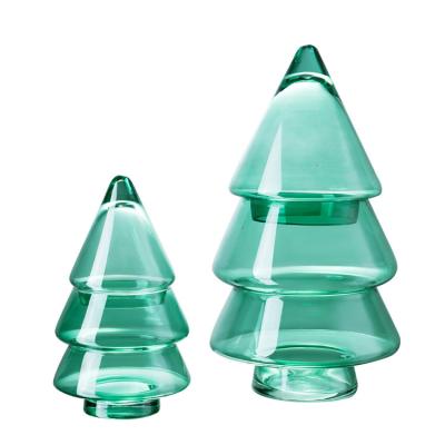 China Glass Diamond Star Christmas Tree Shaped Storage Jar Wholesale Home Ornaments Glass Jars for sale