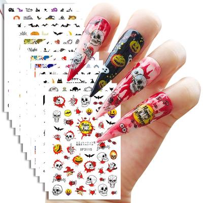 China 2022 Metal Hot Sale Halloween Nail Stickers 3d Custom Design DIY Fake Nails Custom Decal Stickers Nail Stickers for sale