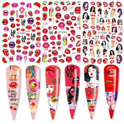 China Wholesale Metal Fake Nails Valentine's Day Series Sexy Red Lips Nail Stickers Stickers for sale