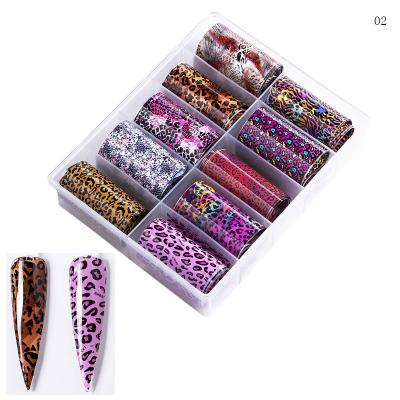 China Wholesale Hot Selling Plastic Starry Stickers Paper Flower Leopard Nail Stickers Halloween Fake Christmas Nails for sale