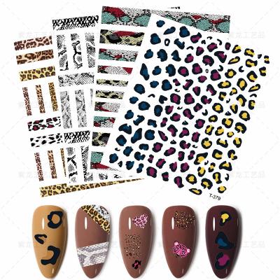 China 2022 Hot Selling Wholesale Metal Fake Nails 3D Flowers Leopard Nail Stickers Decals for sale