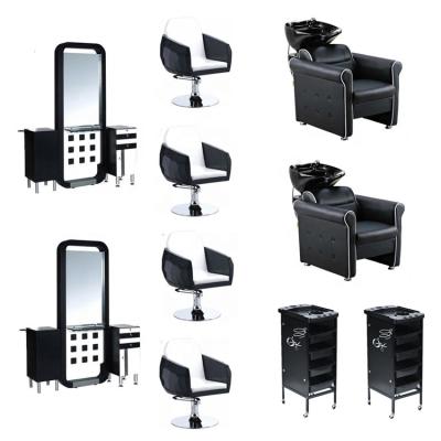 China Mordern Beauty Salon Cheap Black Hair Cutting Mirror Station Barber Mirror Table for sale