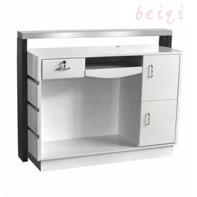 China Factory Modern Luxury Hot Sales Oval Reception Counter Desk With Back Wall Design for sale