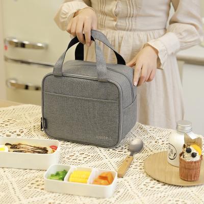 China Hot Selling Fashion Stain Bento Bag New Double-Layer Lunch Bag Office Workers Students Bento Bag for sale