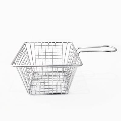 China Viable Rectangular Stainless Steel Fryer Baskets Mesh Basket Hotel Kitchen Equipment for sale