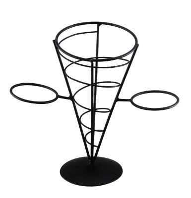 China Viable Wire Cone Wire Basket Chips Snacks Holder Fries Food Spiral Conical Holder for sale