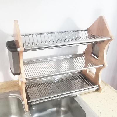 Chine China manufacturers wholesale 2 tier stainless steel dish drainer rack kitchen storage with drip tray à vendre