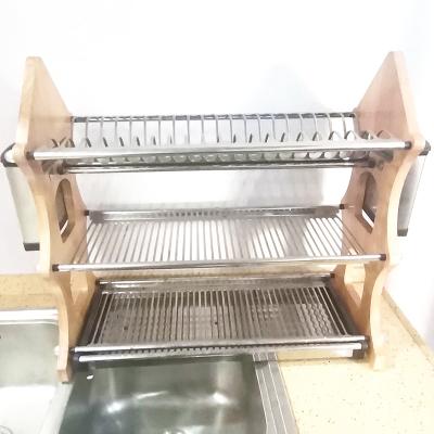 Cina Stainless Steel Kitchen Dish Rack Two Tier Draining Rack Rustless Storage Rack With Chopstick Holder in vendita