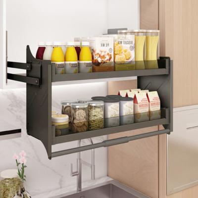 China China Supplier Kitchen Accessories Adjustable up and down Kitchen Wall Cabinet Lifting storage Basket for sale