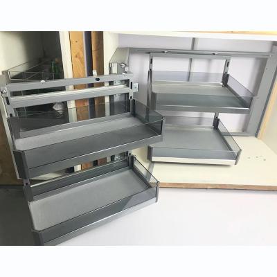 China Mirage Series Fruit Vegetable Cabinet Pull-out Storage Magic Corner Basket For Kitchen for sale