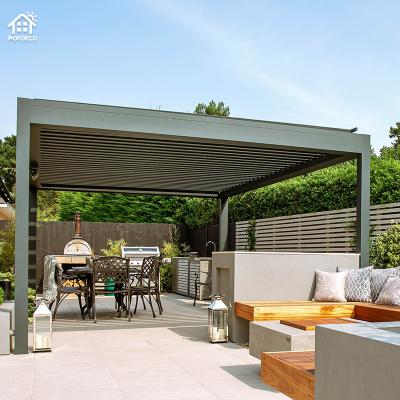 China Easily Assembled Electric Opening Aluminum Louvre Roof Pavilion Pergola 3x3 For Outdoor Living for sale