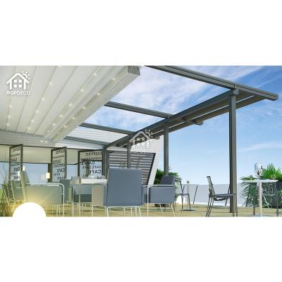 China Easily Assembled China Wind Resistant Waterproof PVC Pergola Roof Retractable Systems With Side Screen for sale