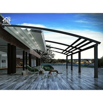 China Hot Selling Easily Assembled Waterproof PVC Bioclimatic Aluminum Pergola Sliding Retractable Porch Tents Roof Systems for sale