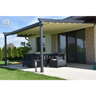 China Easily Assembled Open And Close Sun Shade Motorized Retractable Pvc Fabric Pergola Outdoor for sale