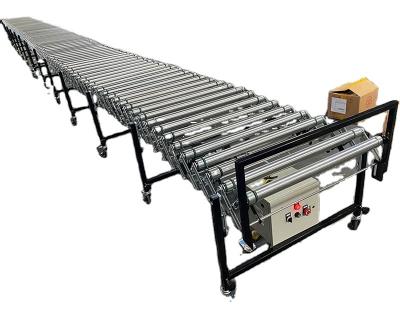 China Heat Resistant Truck Container Trailer Loaded Unloaded Flexible Expandable Powered Roller Conveyor System for sale