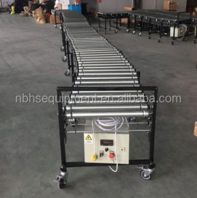 China Oil Resistant 20ft Container Loading Telescopic Electric Roller Conveyor for sale